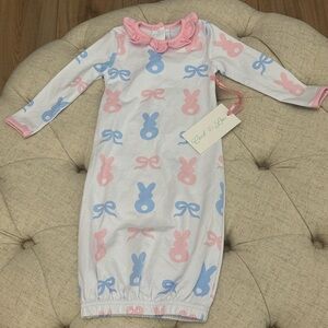 NWT Cecil and Lou pink/blue bunny bow gown